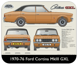 Ford Cortina MkIII GXL 4dr 1970-76 Place Mat, Small